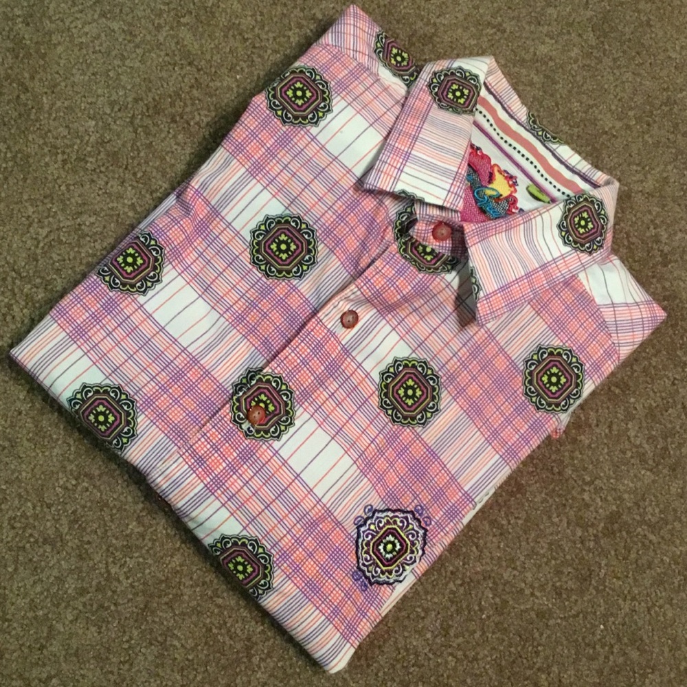Robert Graham Patterned Long Sleeve Shirt Men’s Size L Classic Fit Colourful EUC